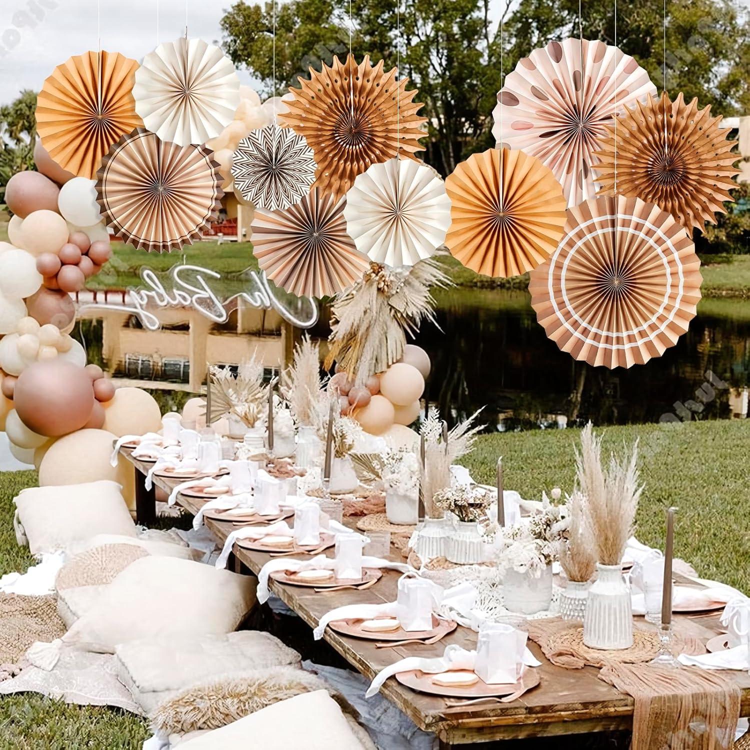 image:imageSUNBEAUTY14PCS Pastel Paper Fans Party Decoration Paper Flowers Decorations for Wall Hanging Paper Flowers Floral Backdrop Flower Garland for Birthday Baby Shower Spring Decor Classroom DecorationsRustic