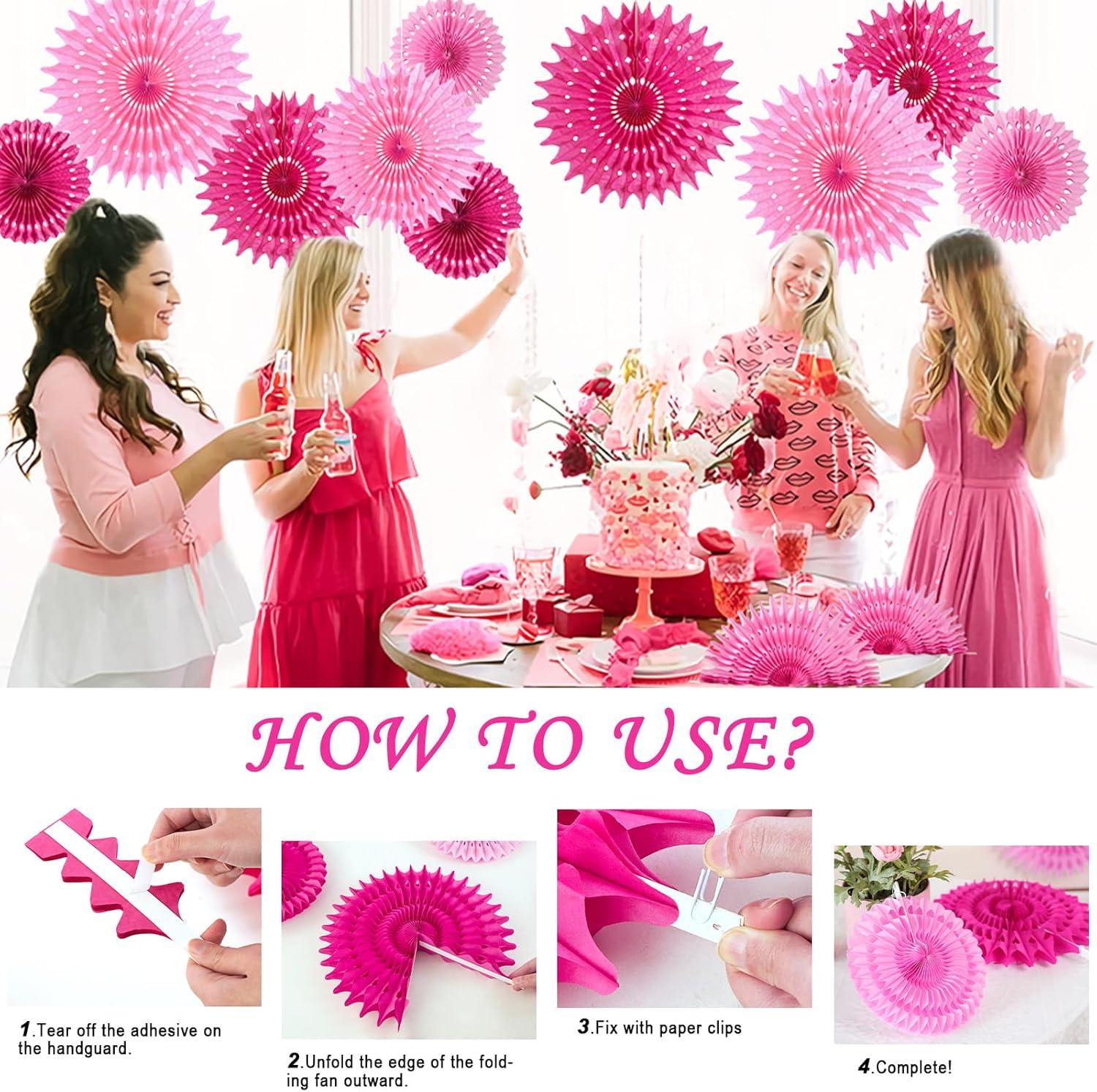 image:imageSUNBEAUTY14PCS Pastel Paper Fans Party Decoration Paper Flowers Decorations for Wall Hanging Paper Flowers Floral Backdrop Flower Garland for Birthday Baby Shower Spring Decor Classroom DecorationsWdrose Pink