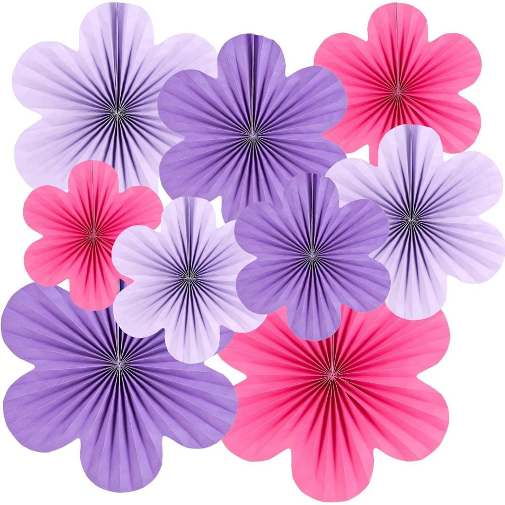 image:imageSUNBEAUTY Hanging Paper Fans Colorful Daisy Party Decoration Set Paper Flower Decorations for Wall Paper Fans Reusable Flower Wall Decor for Birthday Fiesta Mexican Party Babyshower Mothers DayPink Purple