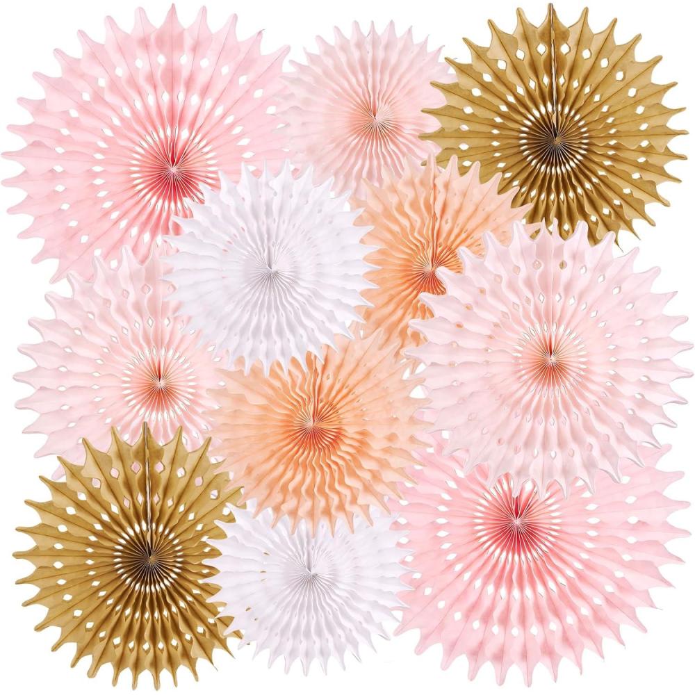 image:imageSUNBEAUTY14PCS Pastel Paper Fans Party Decoration Paper Flowers Decorations for Wall Hanging Paper Flowers Floral Backdrop Flower Garland for Birthday Baby Shower Spring Decor Classroom DecorationsMacarons  11