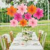 SUNBEAUTY Hanging Paper Fans Colorful Daisy Party Decoration Set Paper Flower Decorations for Wall Paper Fans Reusable Flower Wall Decor for Birthday Fiesta Mexican Party Babyshower Mothers Day(Hot Pink Orange)