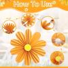 SUNBEAUTY Hanging Paper Fans Colorful Daisy Party Decoration Set Paper Flower Decorations for Wall Paper Fans Reusable Flower Wall Decor for Birthday Fiesta Mexican Party Babyshower Mothers Day(Orange Daisy)