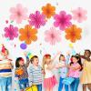 SUNBEAUTY Hanging Paper Fans Colorful Daisy Party Decoration Set Paper Flower Decorations for Wall Paper Fans Reusable Flower Wall Decor for Birthday Fiesta Mexican Party Babyshower Mothers Day(Hot Pink Orange)
