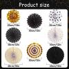 SUNBEAUTY Hanging Paper Fans Colorful Daisy Party Decoration Set Paper Flower Decorations for Wall Paper Fans Reusable Flower Wall Decor for Birthday Fiesta Mexican Party Babyshower Mothers Day(Black & Gold)