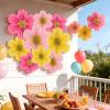 SUNBEAUTY Hanging Paper Fans Colorful Daisy Party Decoration Set Paper Flower Decorations for Wall Paper Fans Reusable Flower Wall Decor for Birthday Fiesta Mexican Party Babyshower Mothers Day(Gold Flower)