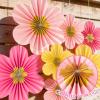 SUNBEAUTY Hanging Paper Fans Colorful Daisy Party Decoration Set Paper Flower Decorations for Wall Paper Fans Reusable Flower Wall Decor for Birthday Fiesta Mexican Party Babyshower Mothers Day(Gold Flower)