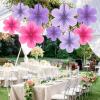 SUNBEAUTY Hanging Paper Fans Colorful Daisy Party Decoration Set Paper Flower Decorations for Wall Paper Fans Reusable Flower Wall Decor for Birthday Fiesta Mexican Party Babyshower Mothers Day(Pink Purple)