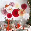 SUNBEAUTY14PCS Pastel Paper Fans Party Decoration Paper Flowers Decorations for Wall Hanging Paper Flowers Floral Backdrop Flower Garland for Birthday Baby Shower Spring Decor Classroom Decorations(Snowman Elk)