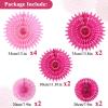 SUNBEAUTY14PCS Pastel Paper Fans Party Decoration Paper Flowers Decorations for Wall Hanging Paper Flowers Floral Backdrop Flower Garland for Birthday Baby Shower Spring Decor Classroom Decorations(Wd-rose Pink)