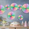 SUNBEAUTY14PCS Pastel Paper Fans Party Decoration Paper Flowers Decorations for Wall Hanging Paper Flowers Floral Backdrop Flower Garland for Birthday Baby Shower Spring Decor Classroom Decorations(Rainbow)