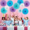SUNBEAUTY14PCS Pastel Paper Fans Party Decoration Paper Flowers Decorations for Wall Hanging Paper Flowers Floral Backdrop Flower Garland for Birthday Baby Shower Spring Decor Classroom Decorations(Wd-mermaid)