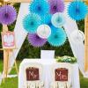 SUNBEAUTY14PCS Pastel Paper Fans Party Decoration Paper Flowers Decorations for Wall Hanging Paper Flowers Floral Backdrop Flower Garland for Birthday Baby Shower Spring Decor Classroom Decorations(Wd-mermaid)