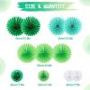 SUNBEAUTY14PCS Pastel Paper Fans Party Decoration Paper Flowers Decorations for Wall Hanging Paper Flowers Floral Backdrop Flower Garland for Birthday Baby Shower Spring Decor Classroom Decorations(Green Decoration)