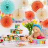 SUNBEAUTY14PCS Pastel Paper Fans Party Decoration Paper Flowers Decorations for Wall Hanging Paper Flowers Floral Backdrop Flower Garland for Birthday Baby Shower Spring Decor Classroom Decorations(Wd-cream Yellow)