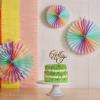 SUNBEAUTY14PCS Pastel Paper Fans Party Decoration Paper Flowers Decorations for Wall Hanging Paper Flowers Floral Backdrop Flower Garland for Birthday Baby Shower Spring Decor Classroom Decorations(Rainbow)