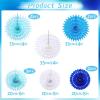 SUNBEAUTY14PCS Pastel Paper Fans Party Decoration Paper Flowers Decorations for Wall Hanging Paper Flowers Floral Backdrop Flower Garland for Birthday Baby Shower Spring Decor Classroom Decorations(Wd-blue)