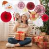 SUNBEAUTY14PCS Pastel Paper Fans Party Decoration Paper Flowers Decorations for Wall Hanging Paper Flowers Floral Backdrop Flower Garland for Birthday Baby Shower Spring Decor Classroom Decorations(Snowman Elk)