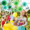 SUNBEAUTY14PCS Pastel Paper Fans Party Decoration Paper Flowers Decorations for Wall Hanging Paper Flowers Floral Backdrop Flower Garland for Birthday Baby Shower Spring Decor Classroom Decorations(Green Decoration)
