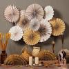 SUNBEAUTY14PCS Pastel Paper Fans Party Decoration Paper Flowers Decorations for Wall Hanging Paper Flowers Floral Backdrop Flower Garland for Birthday Baby Shower Spring Decor Classroom Decorations(Rustic)