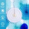 SUNBEAUTY14PCS Pastel Paper Fans Party Decoration Paper Flowers Decorations for Wall Hanging Paper Flowers Floral Backdrop Flower Garland for Birthday Baby Shower Spring Decor Classroom Decorations(Wd-blue)