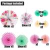 SUNBEAUTY14PCS Pastel Paper Fans Party Decoration Paper Flowers Decorations for Wall Hanging Paper Flowers Floral Backdrop Flower Garland for Birthday Baby Shower Spring Decor Classroom Decorations(Tea Party)