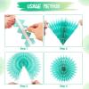 SUNBEAUTY14PCS Pastel Paper Fans Party Decoration Paper Flowers Decorations for Wall Hanging Paper Flowers Floral Backdrop Flower Garland for Birthday Baby Shower Spring Decor Classroom Decorations(Green Decoration)