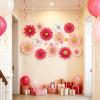 SUNBEAUTY14PCS Pastel Paper Fans Party Decoration Paper Flowers Decorations for Wall Hanging Paper Flowers Floral Backdrop Flower Garland for Birthday Baby Shower Spring Decor Classroom Decorations(Pink Fans – 000)