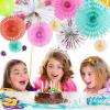 SUNBEAUTY14PCS Pastel Paper Fans Party Decoration Paper Flowers Decorations for Wall Hanging Paper Flowers Floral Backdrop Flower Garland for Birthday Baby Shower Spring Decor Classroom Decorations(Tea Party)