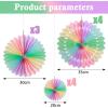 SUNBEAUTY14PCS Pastel Paper Fans Party Decoration Paper Flowers Decorations for Wall Hanging Paper Flowers Floral Backdrop Flower Garland for Birthday Baby Shower Spring Decor Classroom Decorations(Rainbow)