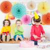 SUNBEAUTY14PCS Pastel Paper Fans Party Decoration Paper Flowers Decorations for Wall Hanging Paper Flowers Floral Backdrop Flower Garland for Birthday Baby Shower Spring Decor Classroom Decorations(Colorful)