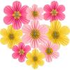 SUNBEAUTY Hanging Paper Fans Colorful Daisy Party Decoration Set Paper Flower Decorations for Wall Paper Fans Reusable Flower Wall Decor for Birthday Fiesta Mexican Party Babyshower Mothers Day(Gold Flower)