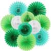 SUNBEAUTY14PCS Pastel Paper Fans Party Decoration Paper Flowers Decorations for Wall Hanging Paper Flowers Floral Backdrop Flower Garland for Birthday Baby Shower Spring Decor Classroom Decorations(Green Decoration)
