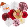 SUNBEAUTY14PCS Pastel Paper Fans Party Decoration Paper Flowers Decorations for Wall Hanging Paper Flowers Floral Backdrop Flower Garland for Birthday Baby Shower Spring Decor Classroom Decorations(Snowman Elk)