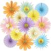SUNBEAUTY14PCS Pastel Paper Fans Party Decoration Paper Flowers Decorations for Wall Hanging Paper Flowers Floral Backdrop Flower Garland for Birthday Baby Shower Spring Decor Classroom Decorations(Soft Flowers 14)