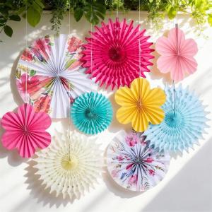 SUNBEAUTY Hanging Paper Fans Colorful Daisy Party Decoration Set Paper Flower Decorations for Wall Paper Fans Reusable Flower Wall Decor for Birthday Fiesta Mexican Party Babyshower Mothers Day(Pink (Pink-1))