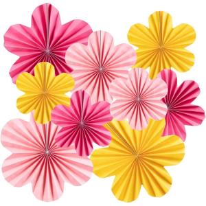 SUNBEAUTY Hanging Paper Fans Colorful Daisy Party Decoration Set Paper Flower Decorations for Wall Paper Fans Reusable Flower Wall Decor for Birthday Fiesta Mexican Party Babyshower Mothers Day(Flower-9pcs)