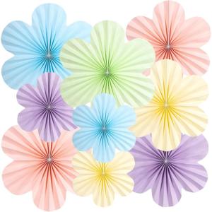 SUNBEAUTY Hanging Paper Fans Colorful Daisy Party Decoration Set Paper Flower Decorations for Wall Paper Fans Reusable Flower Wall Decor for Birthday Fiesta Mexican Party Babyshower Mothers Day(Pastel)