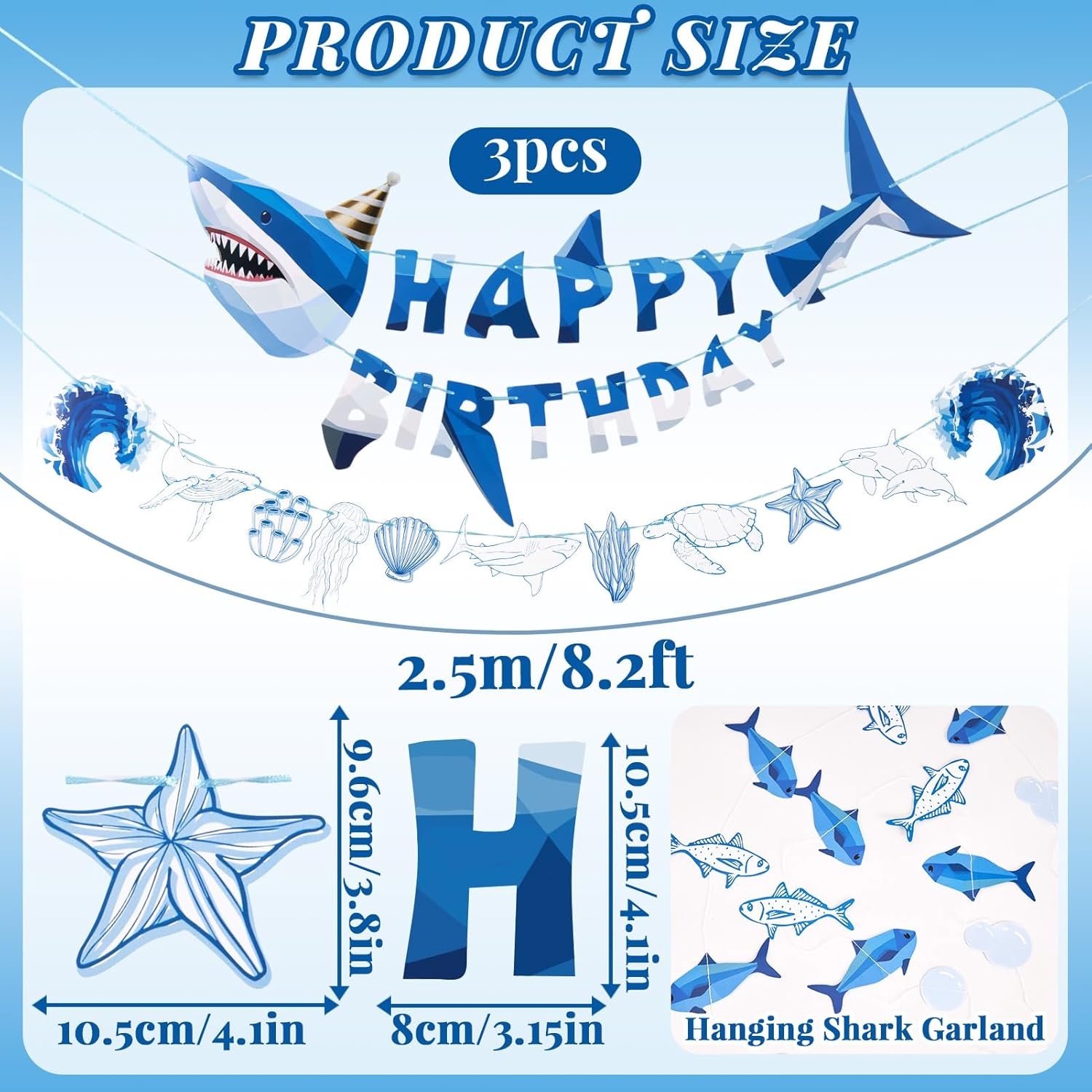 image:imageBack to School Decoration School Bus Banner Apple Pencil Hanging Honeycomb Decorations Welcome Back to School Classroom Kindergarten Teacher Appreciation First Day of School Bulletin Board SuppliesBlue White Shark