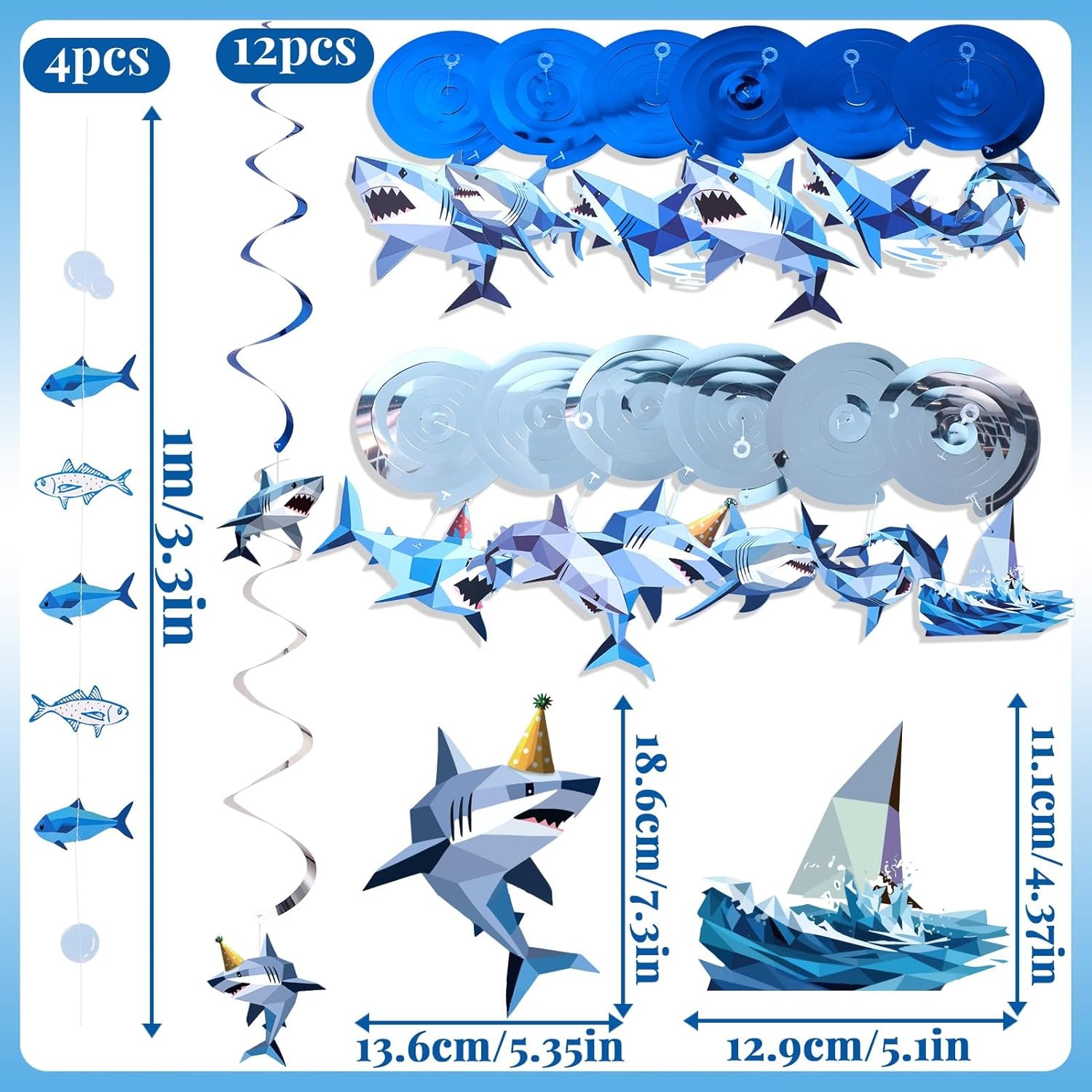 image:imageBack to School Decoration School Bus Banner Apple Pencil Hanging Honeycomb Decorations Welcome Back to School Classroom Kindergarten Teacher Appreciation First Day of School Bulletin Board SuppliesBlue White Shark