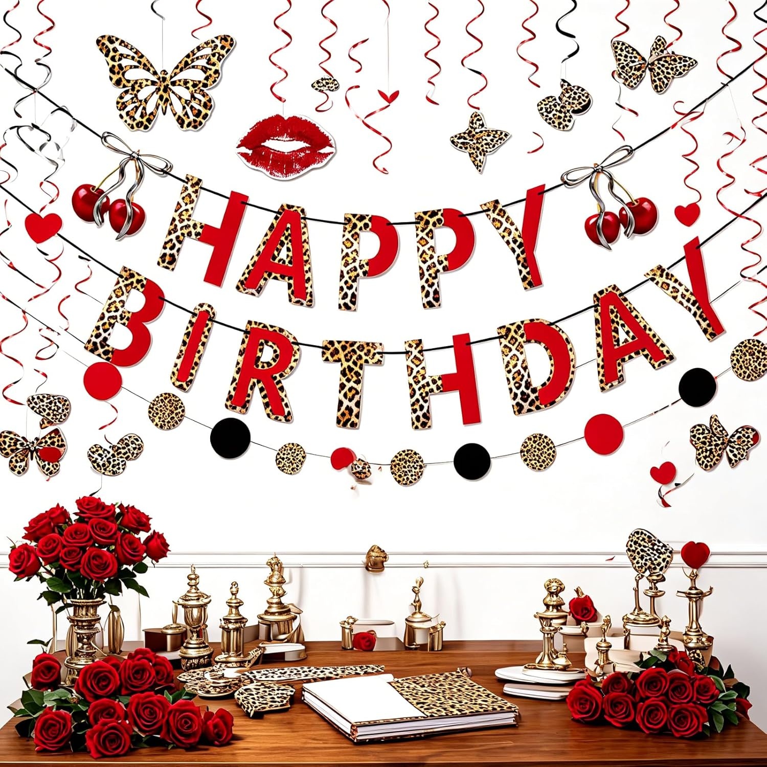 image:imageBack to School Decoration School Bus Banner Apple Pencil Hanging Honeycomb Decorations Welcome Back to School Classroom Kindergarten Teacher Appreciation First Day of School Bulletin Board SuppliesRed Black Cherry Cheetah Print