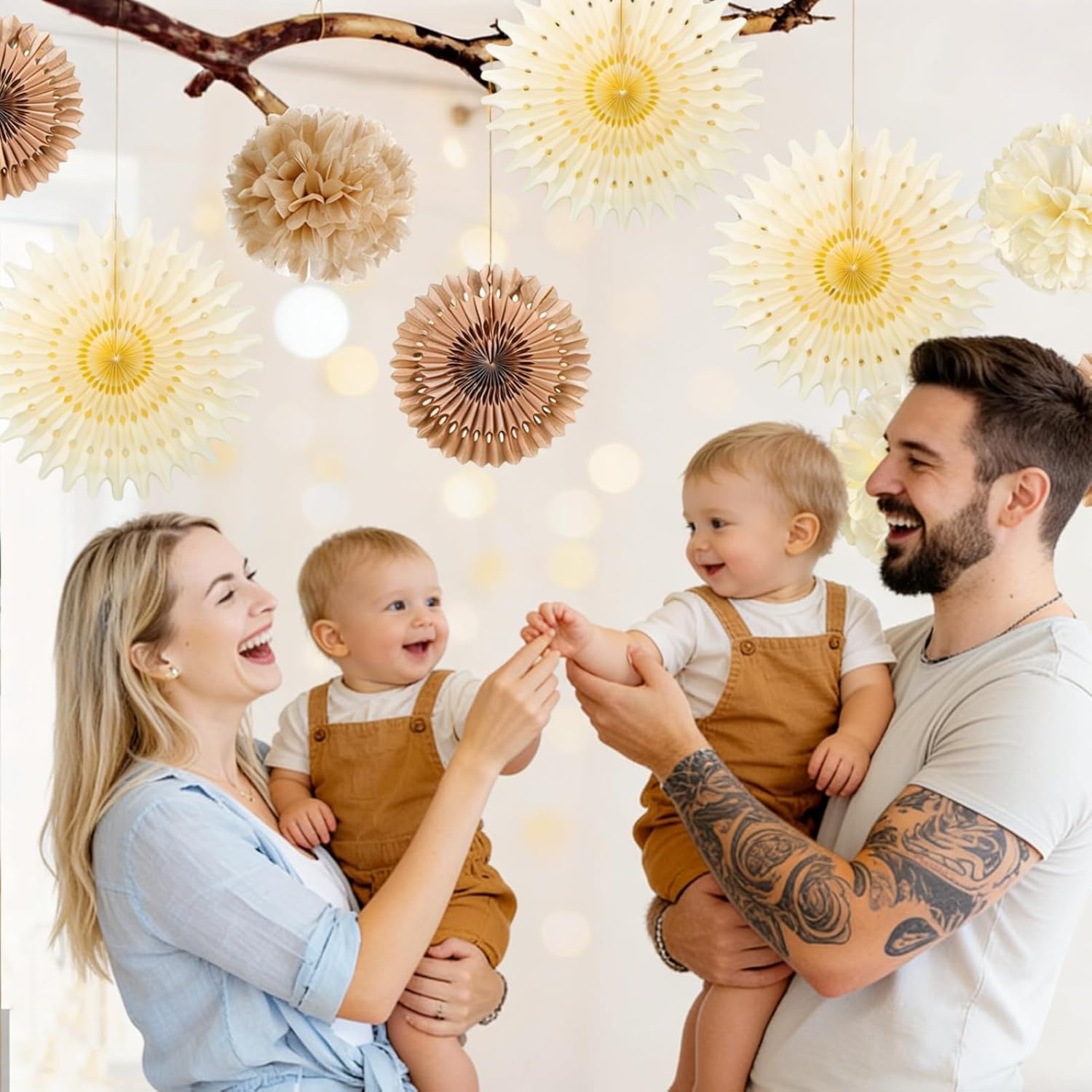 image:imageHawaiian Luau Party Decorations Tropical Beach Aloha Palm Leaves Garland Luau Honeycomb Table Centerpiece Tissue Pom Poms Paper Fans Tiki Totem Hanging Decor Tropical Summer Beach Pool Party SuppliesBrown Birthday Decor