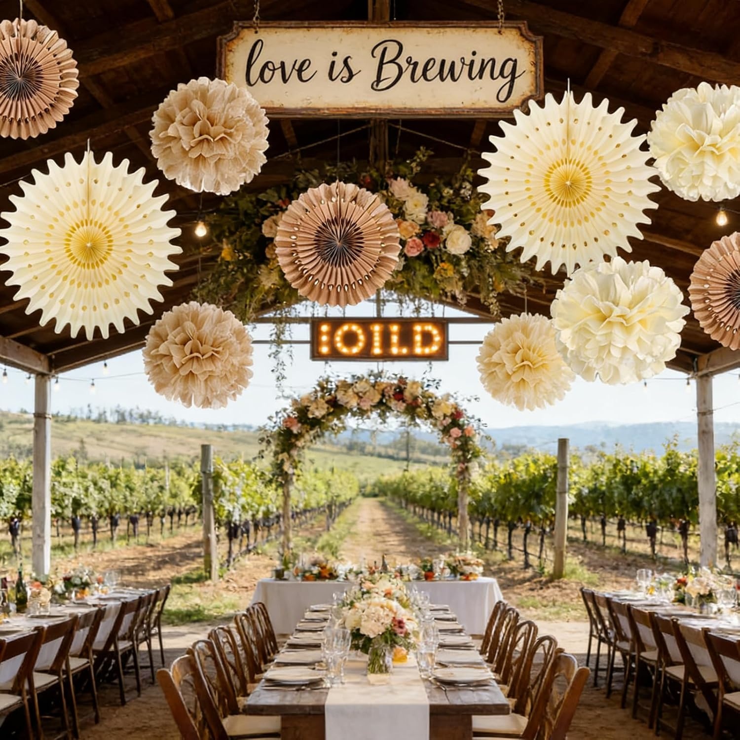 image:imageHawaiian Luau Party Decorations Tropical Beach Aloha Palm Leaves Garland Luau Honeycomb Table Centerpiece Tissue Pom Poms Paper Fans Tiki Totem Hanging Decor Tropical Summer Beach Pool Party SuppliesBrown Birthday Decor