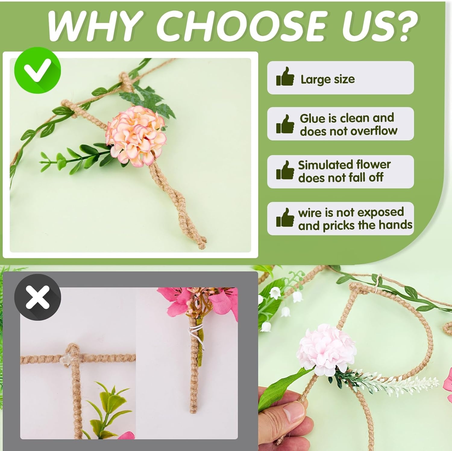 image:imageSUNBEAUTY 2 Pcs Wildflower Birthday Party Decorations 132FT Sturdy Hemp Rope Metal Happy Birthday Banner Handmade Hanging Banner 3D Garland Garden Tea Party Floral Decorations for Girls Women Baby