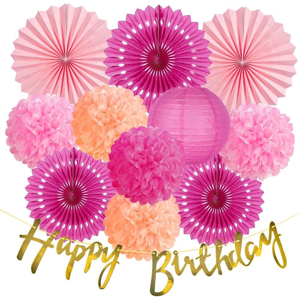 image:imageHawaiian Luau Party Decorations Tropical Beach Aloha Palm Leaves Garland Luau Honeycomb Table Centerpiece Tissue Pom Poms Paper Fans Tiki Totem Hanging Decor Tropical Summer Beach Pool Party SuppliesHot Pink
