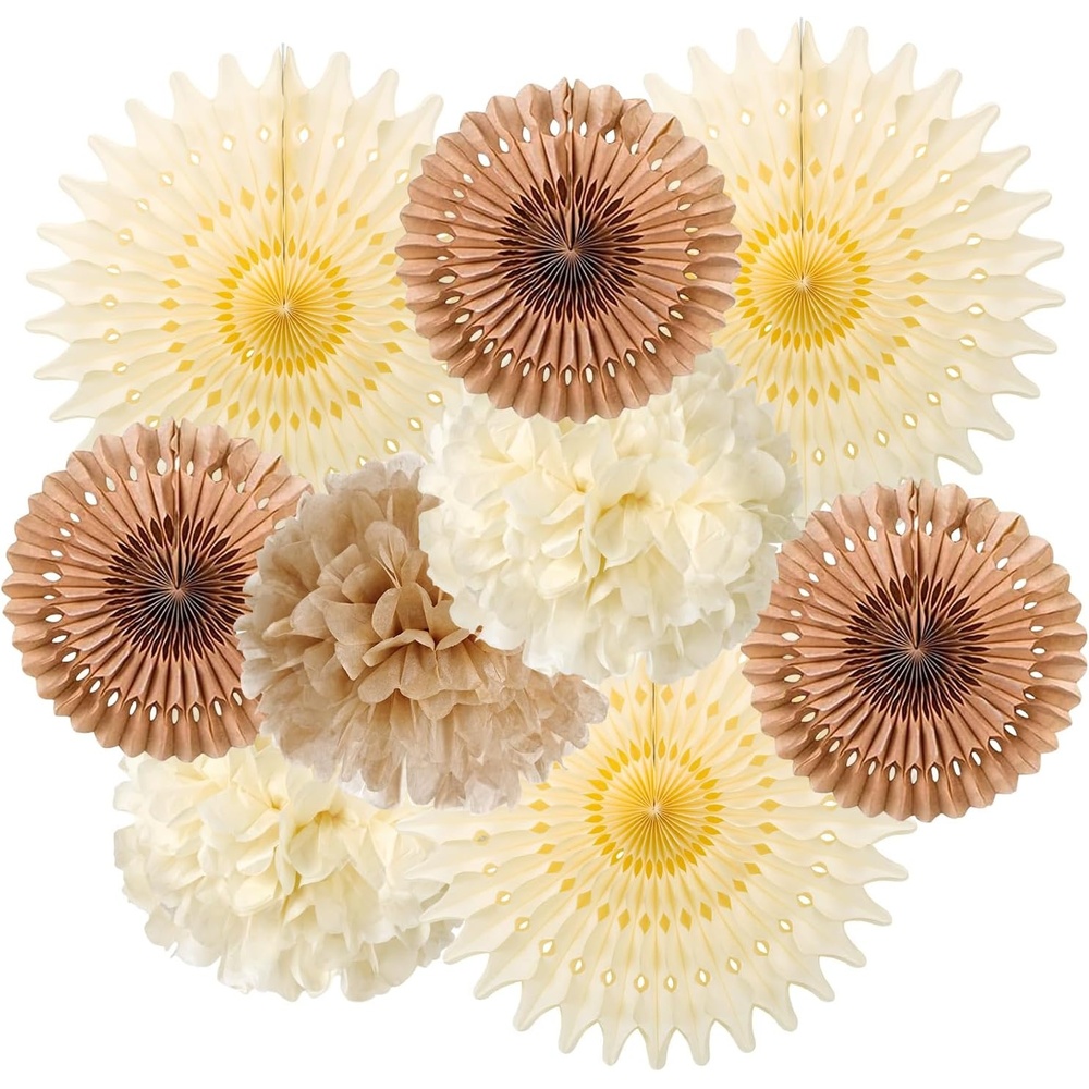 image:imageHawaiian Luau Party Decorations Tropical Beach Aloha Palm Leaves Garland Luau Honeycomb Table Centerpiece Tissue Pom Poms Paper Fans Tiki Totem Hanging Decor Tropical Summer Beach Pool Party SuppliesBrown Birthday Decor