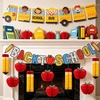 Back to School Decoration School Bus Banner Apple Pencil Hanging Honeycomb Decorations Welcome Back to School Classroom Kindergarten Teacher Appreciation First Day of School Bulletin Board Supplies(Colourful Back to School)