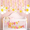Back to School Decoration School Bus Banner Apple Pencil Hanging Honeycomb Decorations Welcome Back to School Classroom Kindergarten Teacher Appreciation First Day of School Bulletin Board Supplies(Daisy)