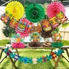 Hawaiian Luau Party Decorations Tropical Beach Aloha Palm Leaves Garland Luau Honeycomb Table Centerpiece Tissue Pom Poms Paper Fans Tiki Totem Hanging Decor Tropical Summer Beach Pool Party Supplies(Hawaiian Luau Party Decorations)