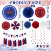 Hawaiian Luau Party Decorations Tropical Beach Aloha Palm Leaves Garland Luau Honeycomb Table Centerpiece Tissue Pom Poms Paper Fans Tiki Totem Hanging Decor Tropical Summer Beach Pool Party Supplies(Red White Blue Patriotic Decorations)