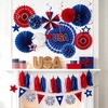 Hawaiian Luau Party Decorations Tropical Beach Aloha Palm Leaves Garland Luau Honeycomb Table Centerpiece Tissue Pom Poms Paper Fans Tiki Totem Hanging Decor Tropical Summer Beach Pool Party Supplies(Red White Blue Patriotic Decorations)